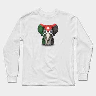 Baby Elephant with Glasses and Jordanian Flag Long Sleeve T-Shirt